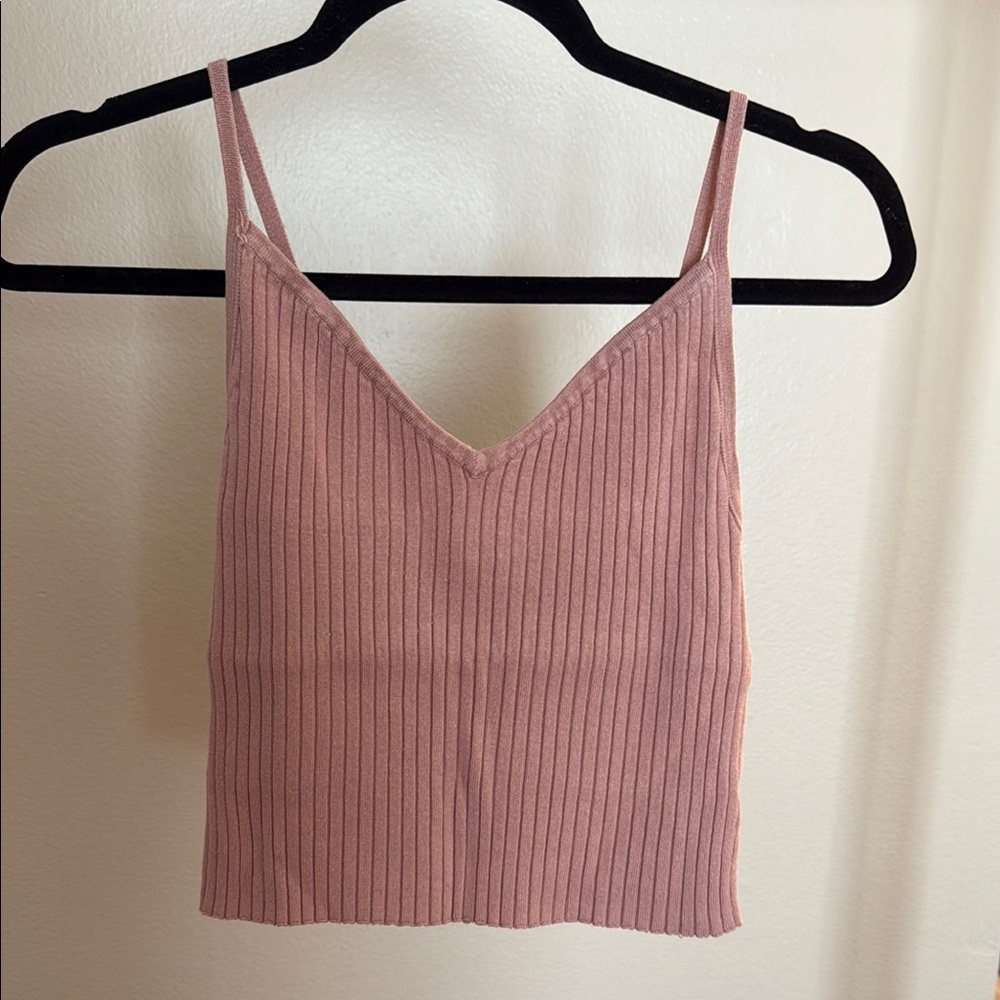 Kendall & Kylie Pink Ribbed Crop Camisole